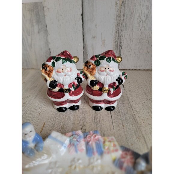 Santa Claus‎ salt pepper shaker sponge tray dish kitchen Xmas set - Picture 2 of 9
